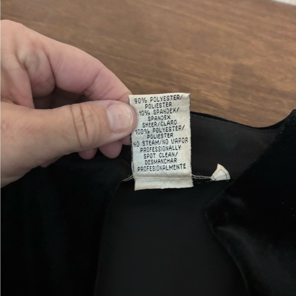 J R Nites by Carol Lin Velvet Black Beaded Women's Blouse Top Sheer Sleeves - Picture 4 of 11